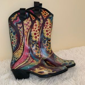 Cowboy style rain boots
